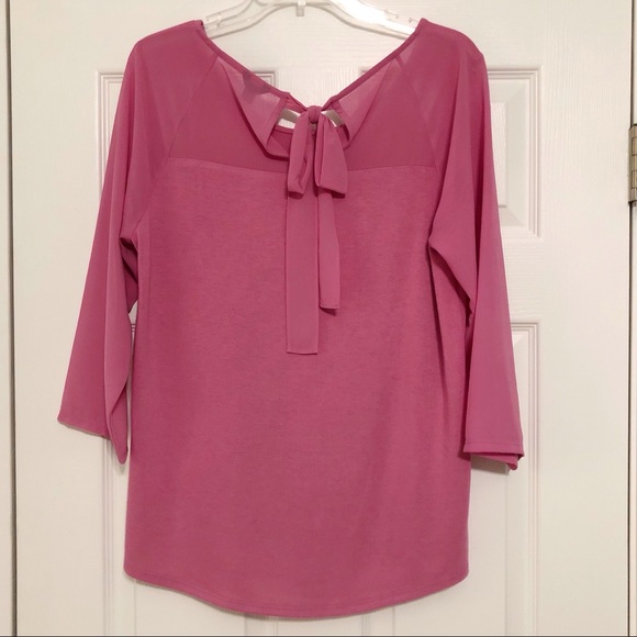 EUC Ann Taylor Lilac Tie Back Top Size L - Picture 3 of 5